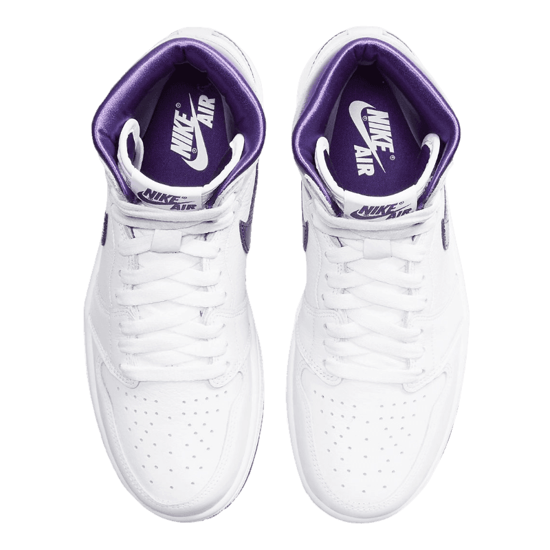 Tênis Air Jordan 1 High "Court Purple (W)" Feminino Branco / Roxo