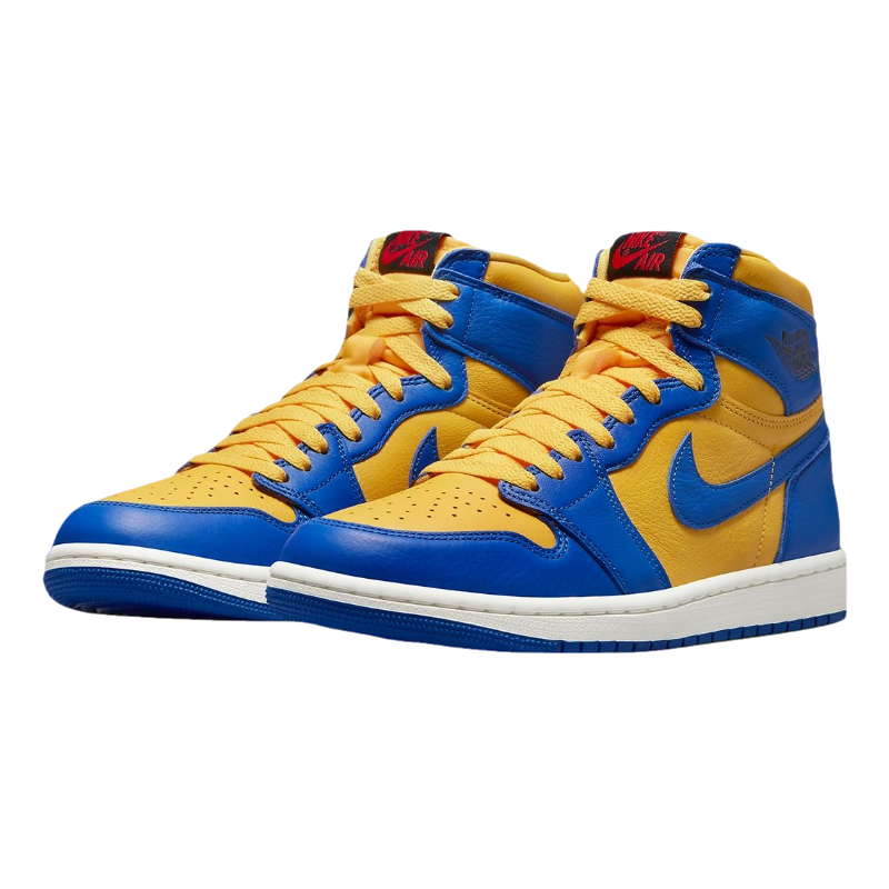 Tênis Air Jordan 1 High OG "Reverse Laney" Azul / Amarelo