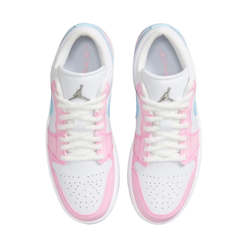 Tênis Air Jordan 1 Low "Paw Print" Rosa / Azul
