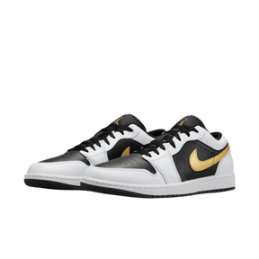 Tênis Air Jordan 1 Low "White Black Metallic Gold Swoosh" Masculino Branco / Preto