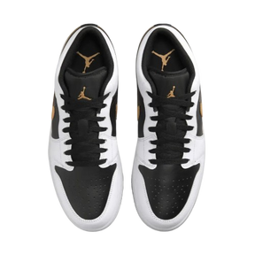 Tênis Air Jordan 1 Low "White Black Metallic Gold Swoosh" Masculino Branco / Preto