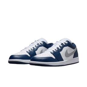 Tênis Air Jordan 1 Low "White Midnight Navy Wolf Grey" Masculino Azul