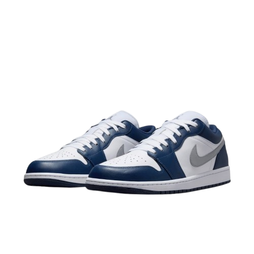 Tênis Air Jordan 1 Low "White Midnight Navy Wolf Grey" Masculino Azul
