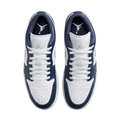 Tênis Air Jordan 1 Low "White Midnight Navy Wolf Grey" Masculino Azul
