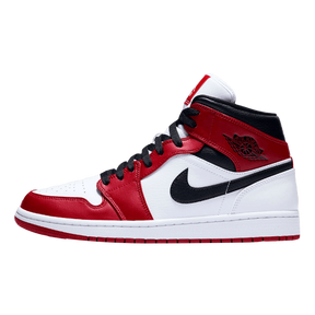 Tênis Air Jordan 1 Mid "Chicago White Heel" Feminino Vermelho / Branco