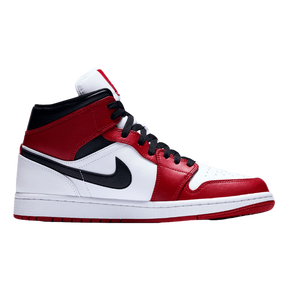 Tênis Air Jordan 1 Mid "Chicago White Heel" Feminino Vermelho / Branco
