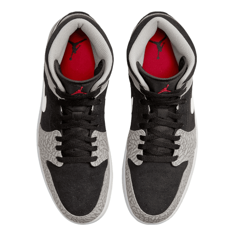 Tênis Air Jordan 1 Mid "Elephant Print" Masculino Cinza / Preto