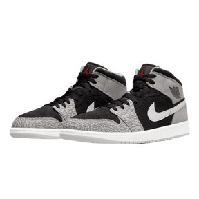 Tênis Air Jordan 1 Mid "Elephant Print" Masculino Cinza / Preto