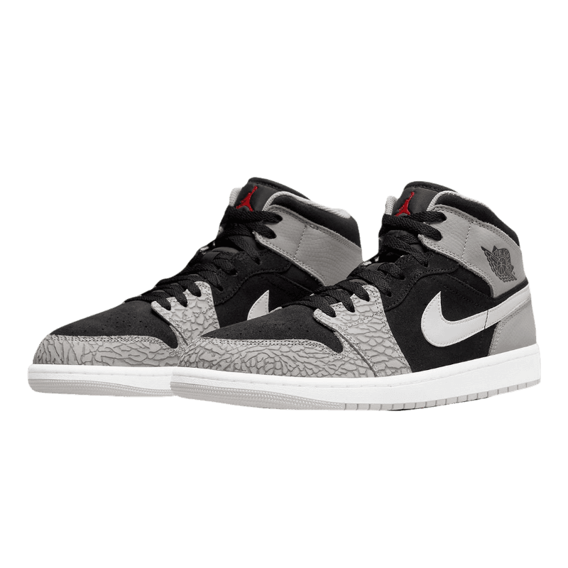 Tênis Air Jordan 1 Mid "Elephant Print" Masculino Cinza / Preto
