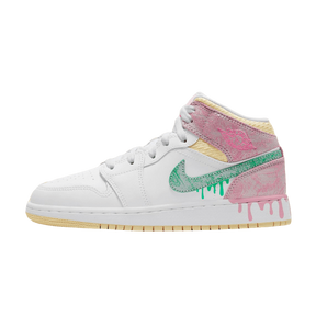 Tênis Air Jordan 1 Mid "Paint Drip" Feminino Rosa