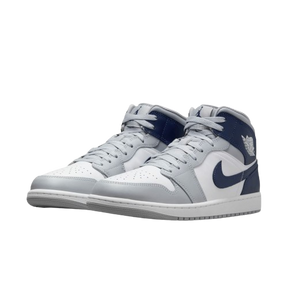 Tênis Air Jordan 1 Mid Wolf "Grey Midnight Navy" Masculino Cinza