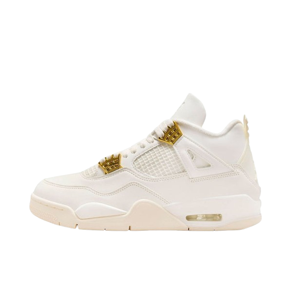 Tênis Air Jordan 4 "Metallic Gold" Feminino Branco / Dourado