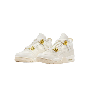 Tênis Air Jordan 4 "Metallic Gold" Feminino Branco / Dourado