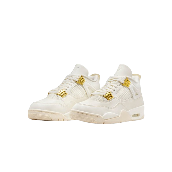 Tênis Air Jordan 4 "Metallic Gold" Feminino Branco / Dourado