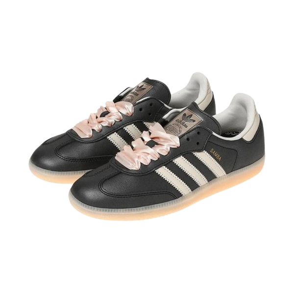 Tênis Adidas Samba OG "Black Pink Ribbon Laces" Feminino Preto