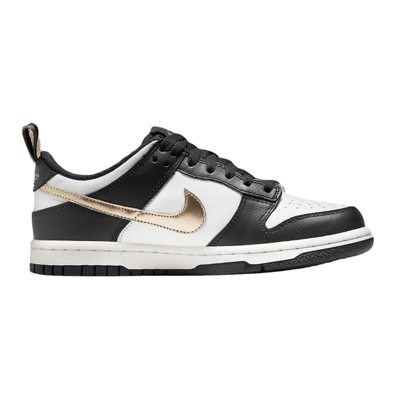 Tênis Dunk Low "Black/White Metallic" Feminino