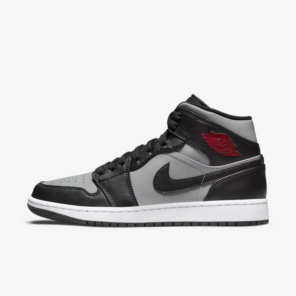 Tênis Air Jordan 1 Mid "Shadow Red" Preto / Cinza